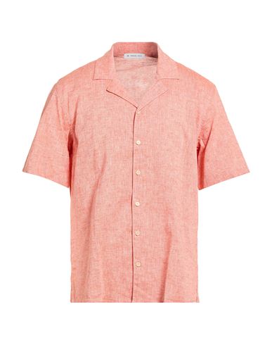 Man Shirt Orange Size 15 Linen, Cotton