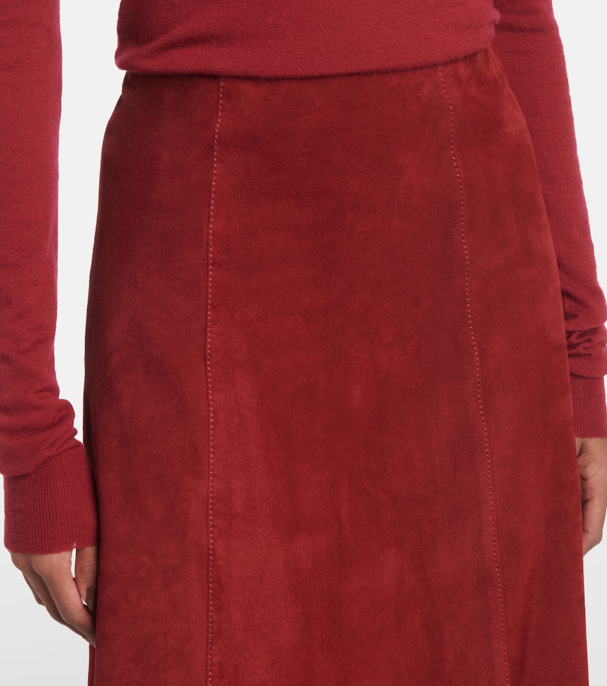 Suede midi skirt
