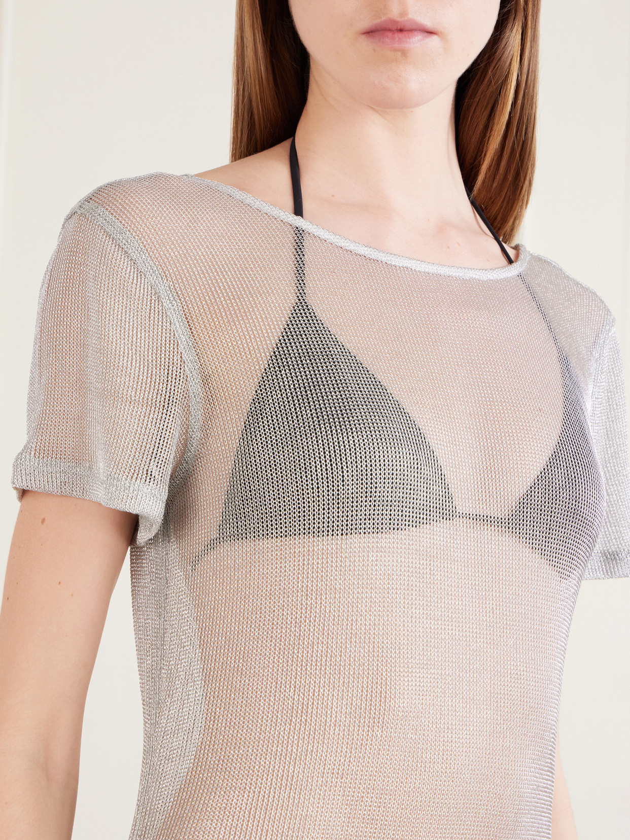 Zinc Metallic-knit Dress - Silver