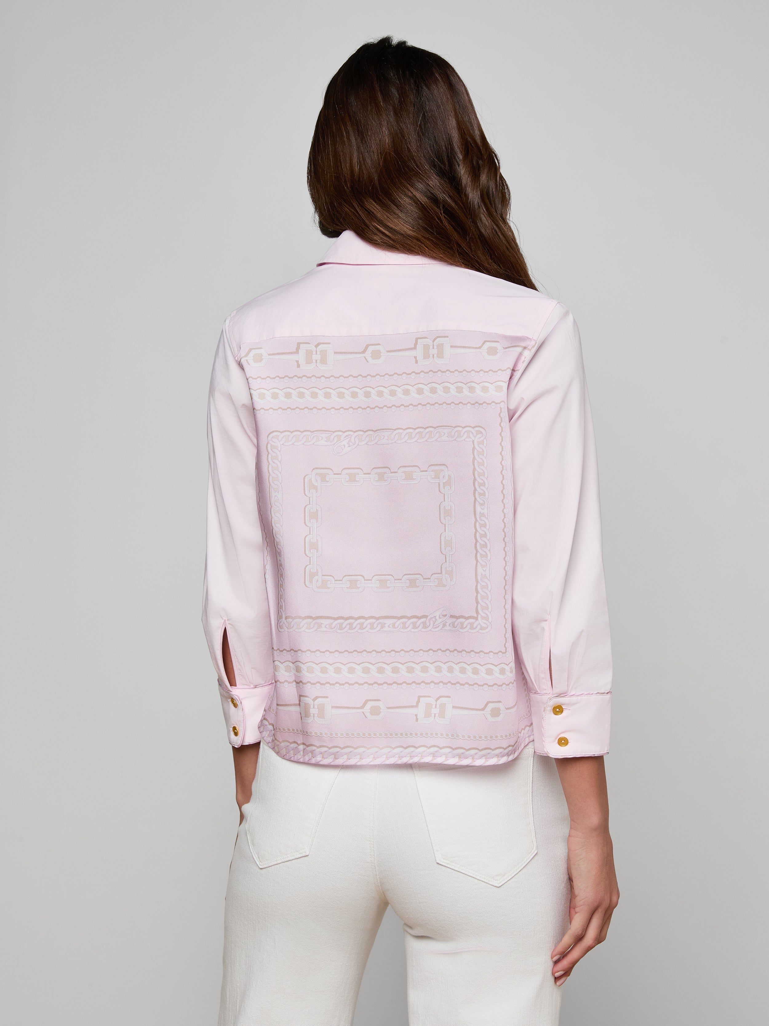 Fawn Shirt In Pale Cameo Graphic Chain Scarf