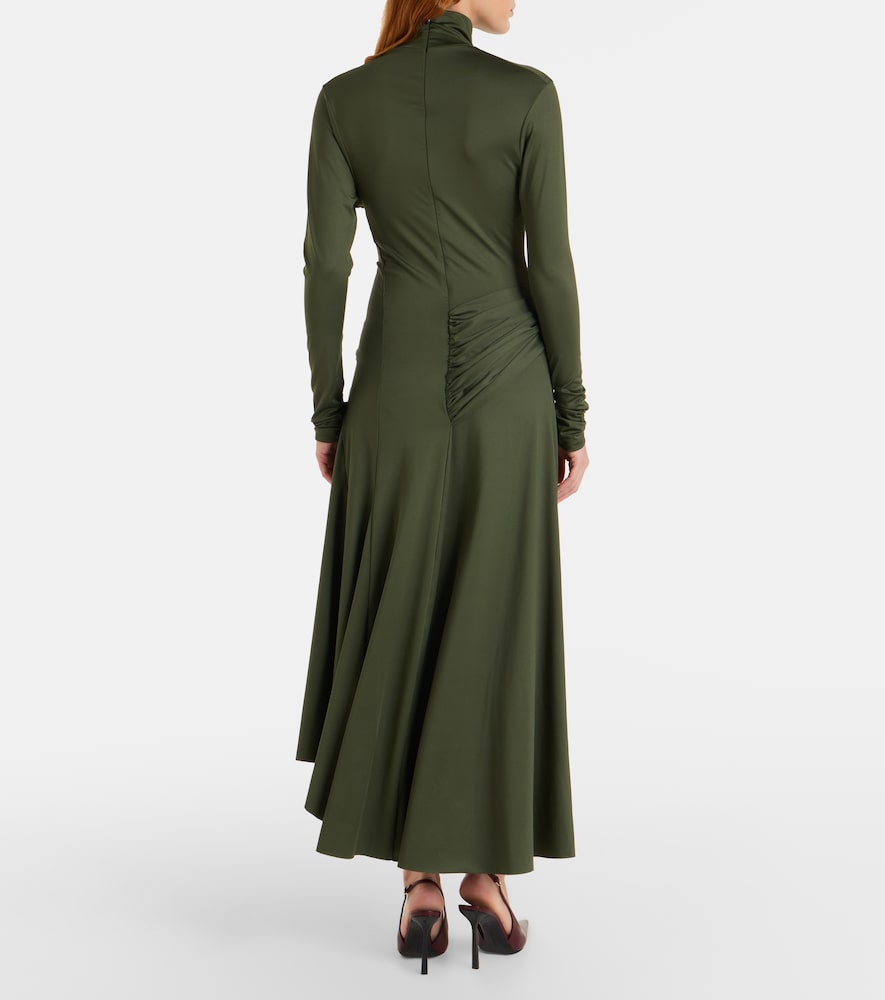 Gathered turtleneck midi dress
