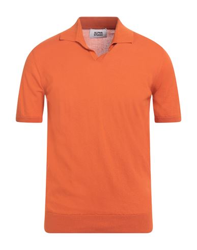 Man Sweater Orange Size 40 Cotton