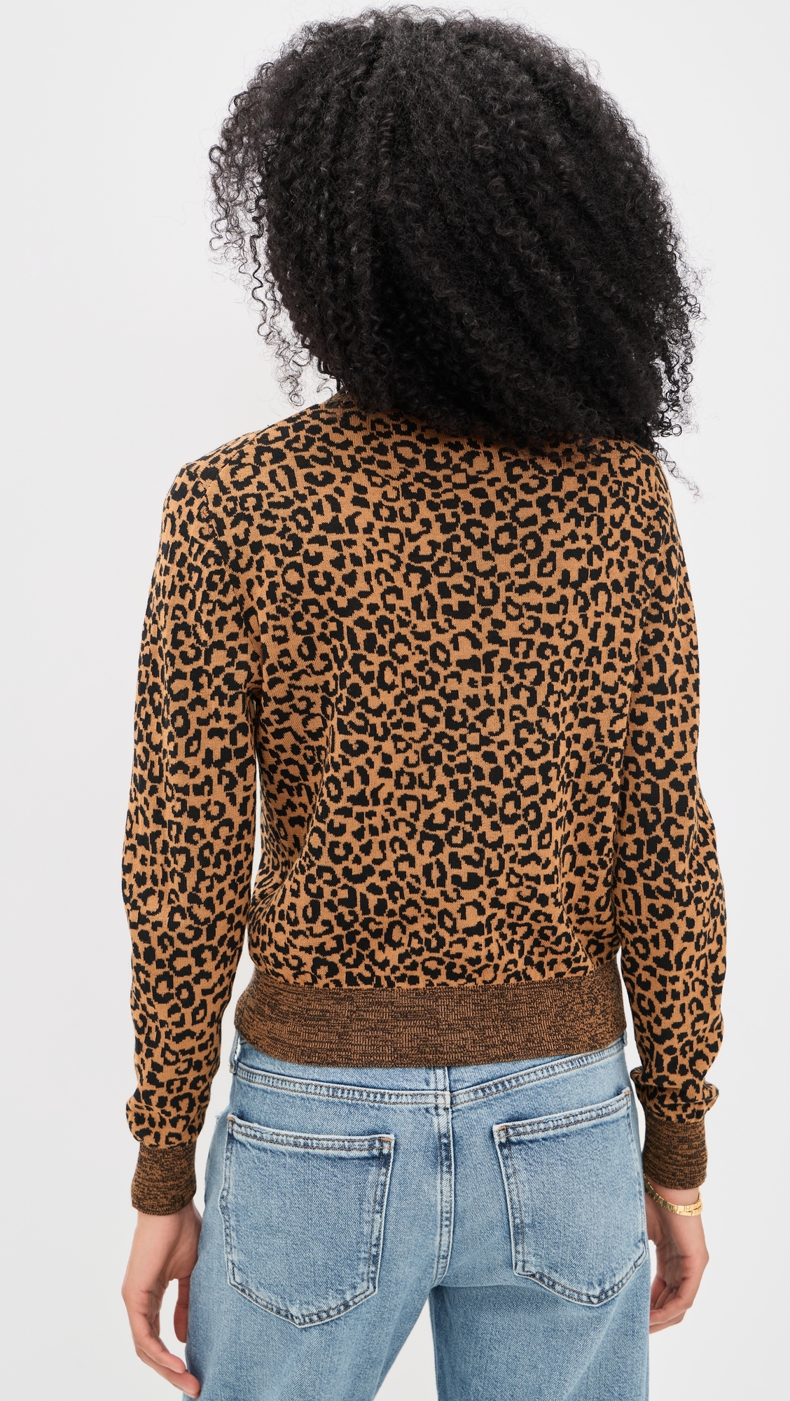 The Shrunken V Neck Cardigan Leopard