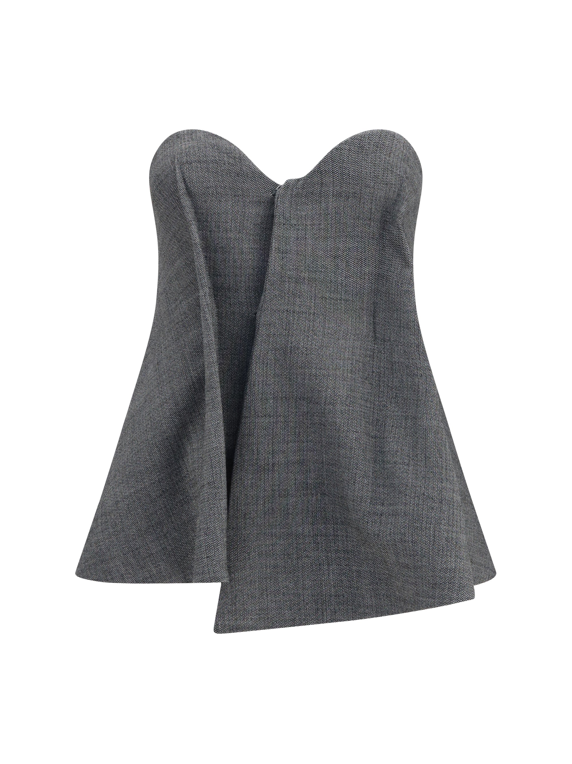 Asymmetrical Wool Corset Blouse — Gray