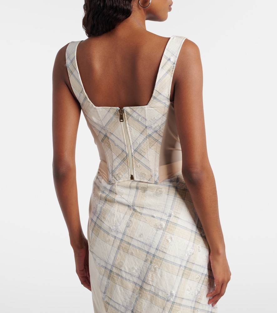 Puppy tartan cotton-blend top