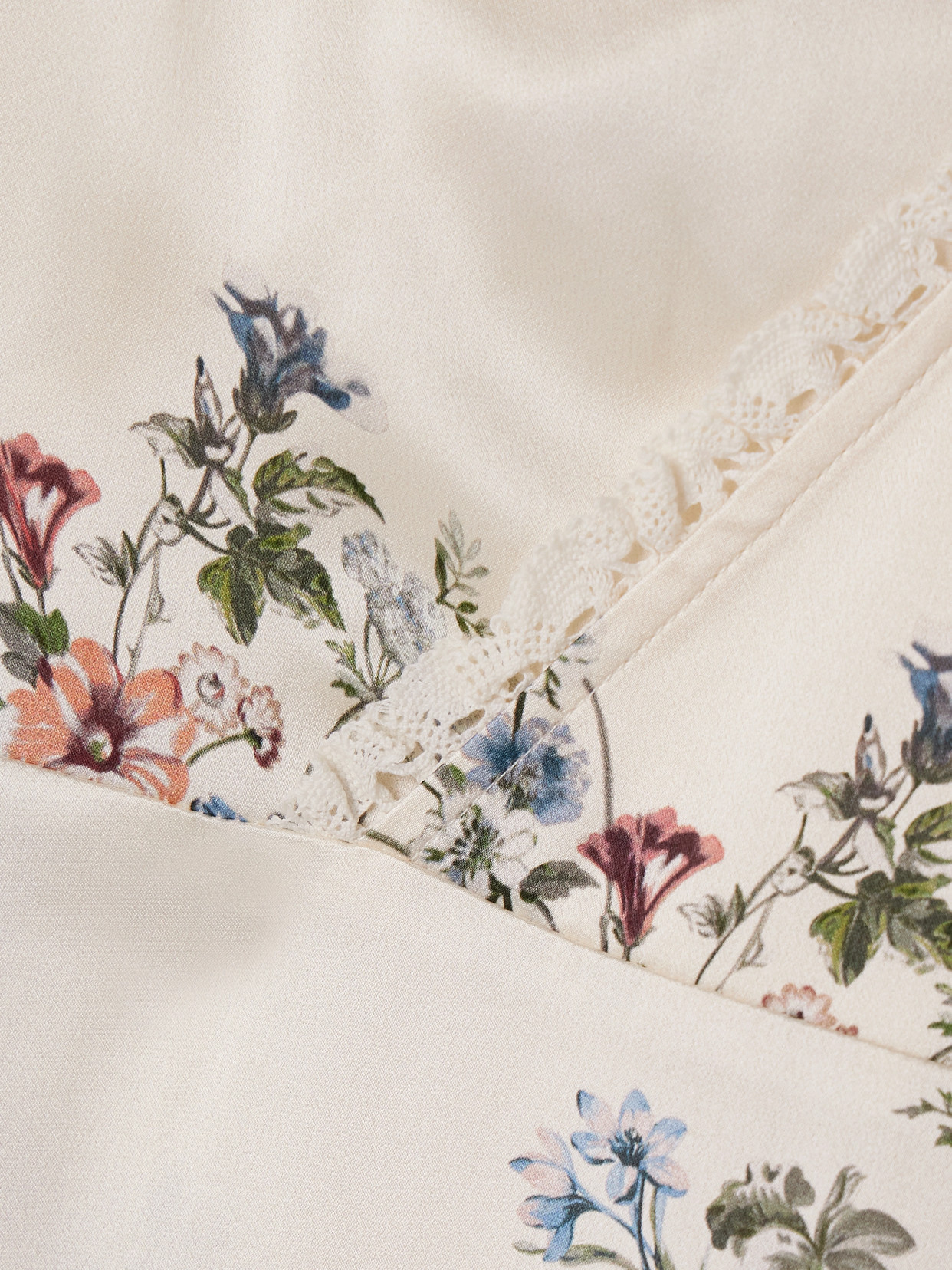 Tahlia Lace-trimmed Floral-print Silk-charmeuse Midi Dress - White