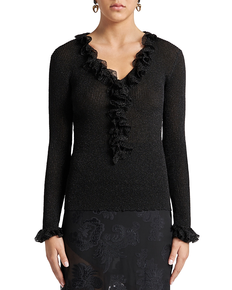 Metallic ruffled jumper - Black
