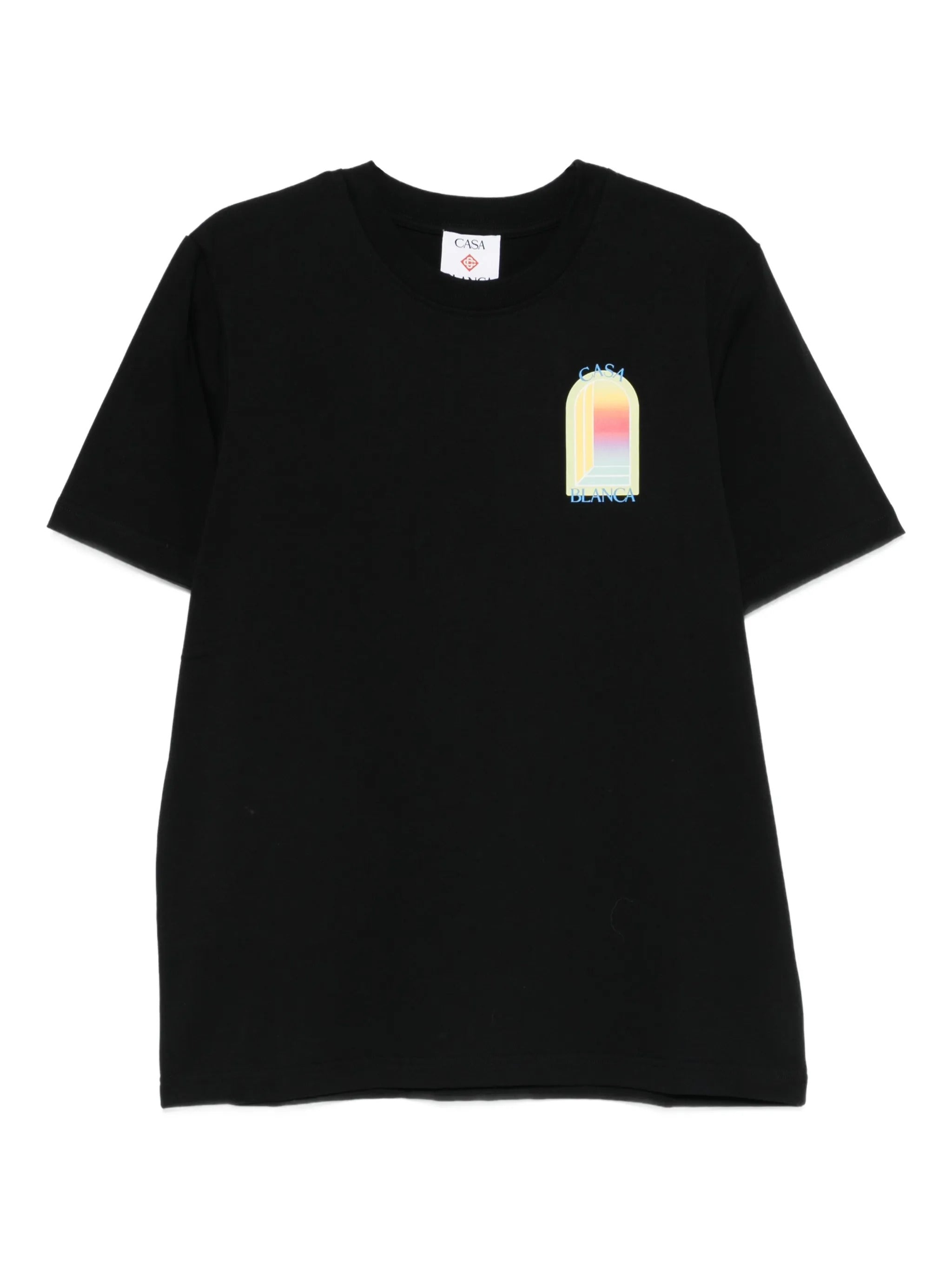 Chest Graphic Straight Hem Cotton T-Shirt