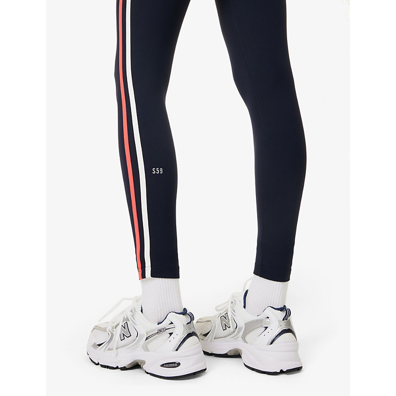 Womens Indigo/melon Ella High-rise Side-stripe Stretch-woven Leggings
