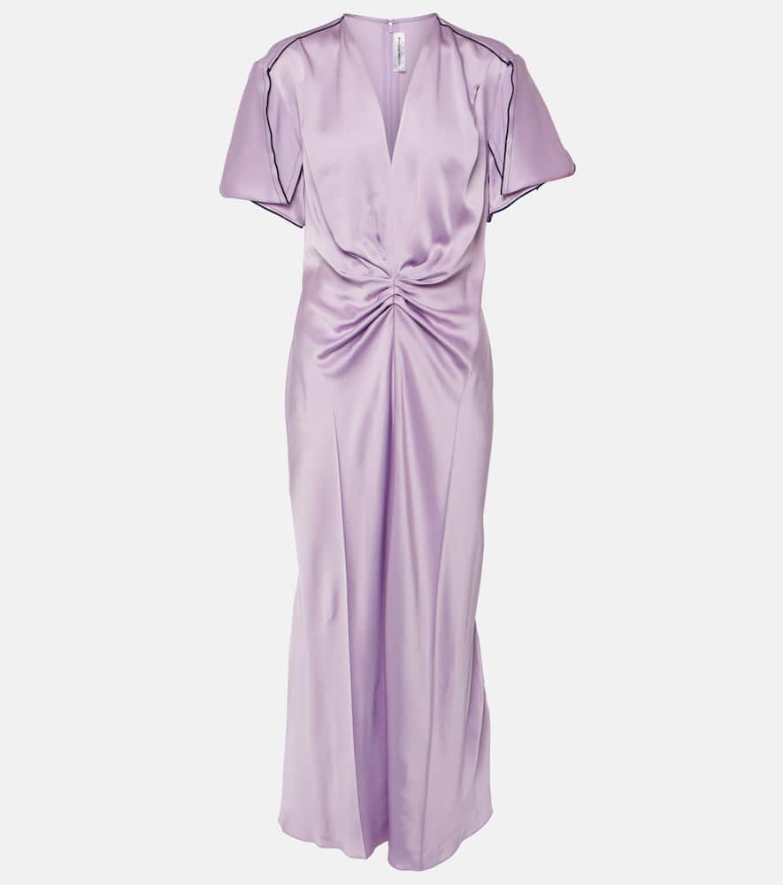 Gathered satin midi dress