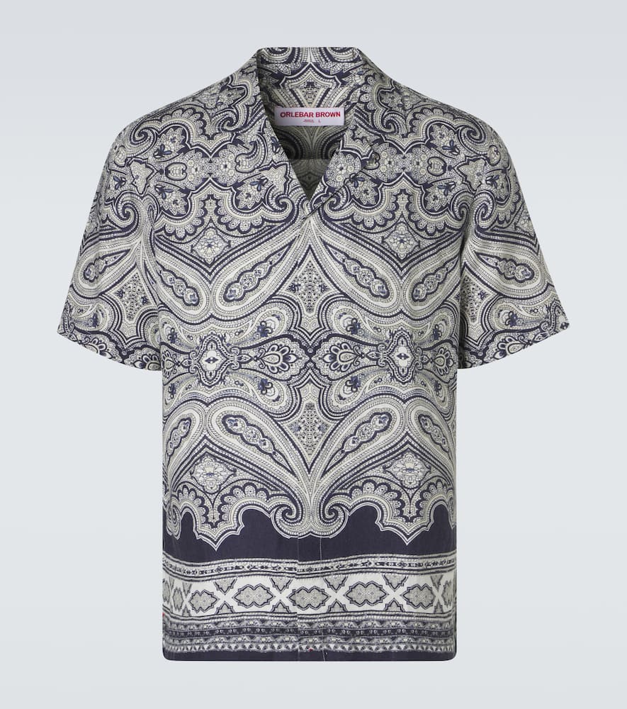 Maitan paisley linen bowling shirt