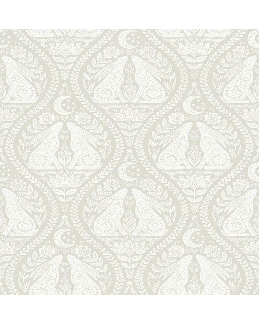 NuWallpaper Cream Moon Rabbit Peel & Stick Wallpaper