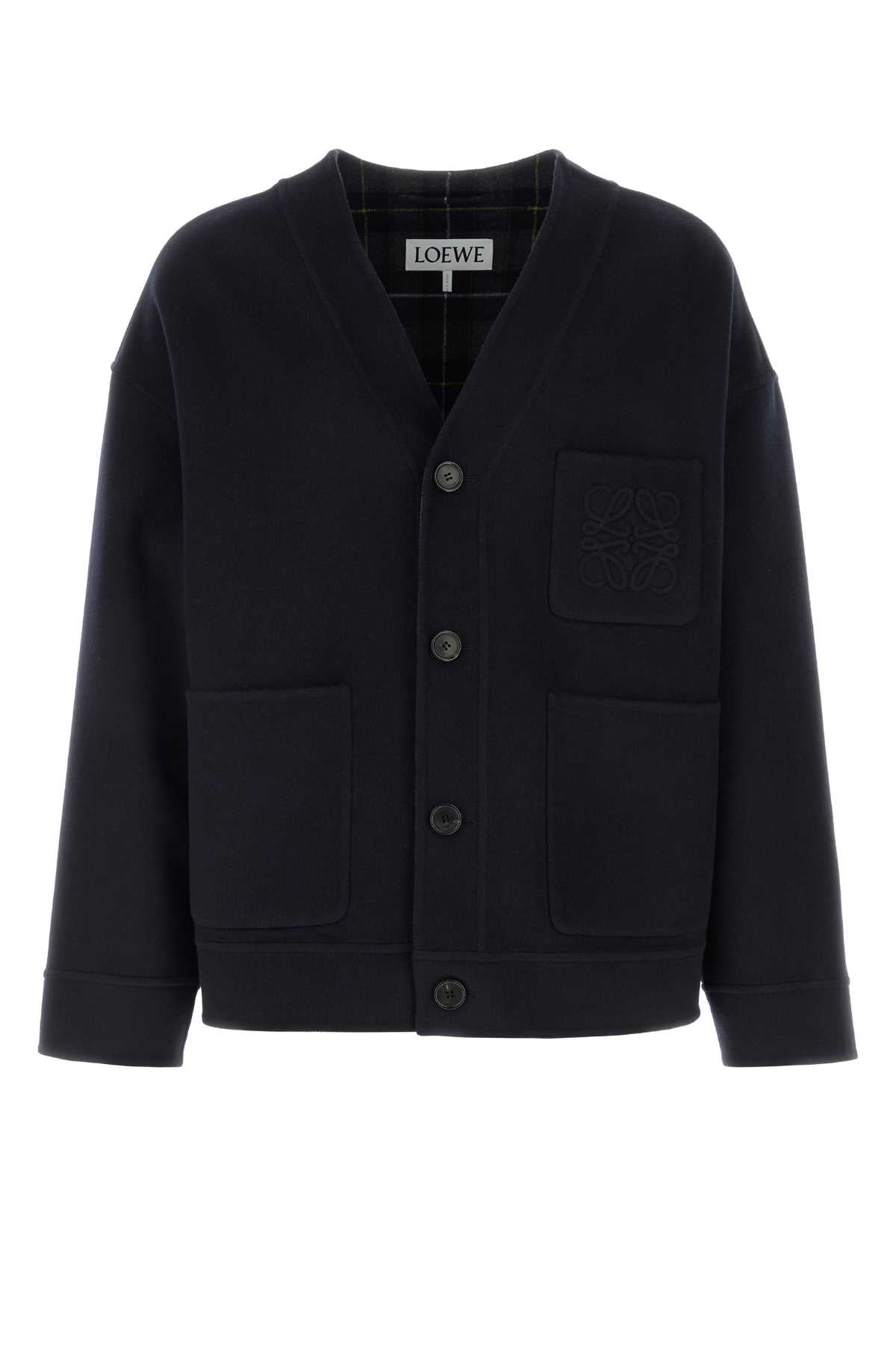 Wool Blend Cardigan — Navy