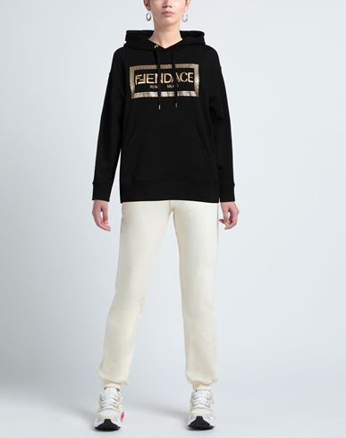 Woman Sweatshirt Black Size L Cotton, Elastane, Polyester, Metallic fiber, Polyamide
