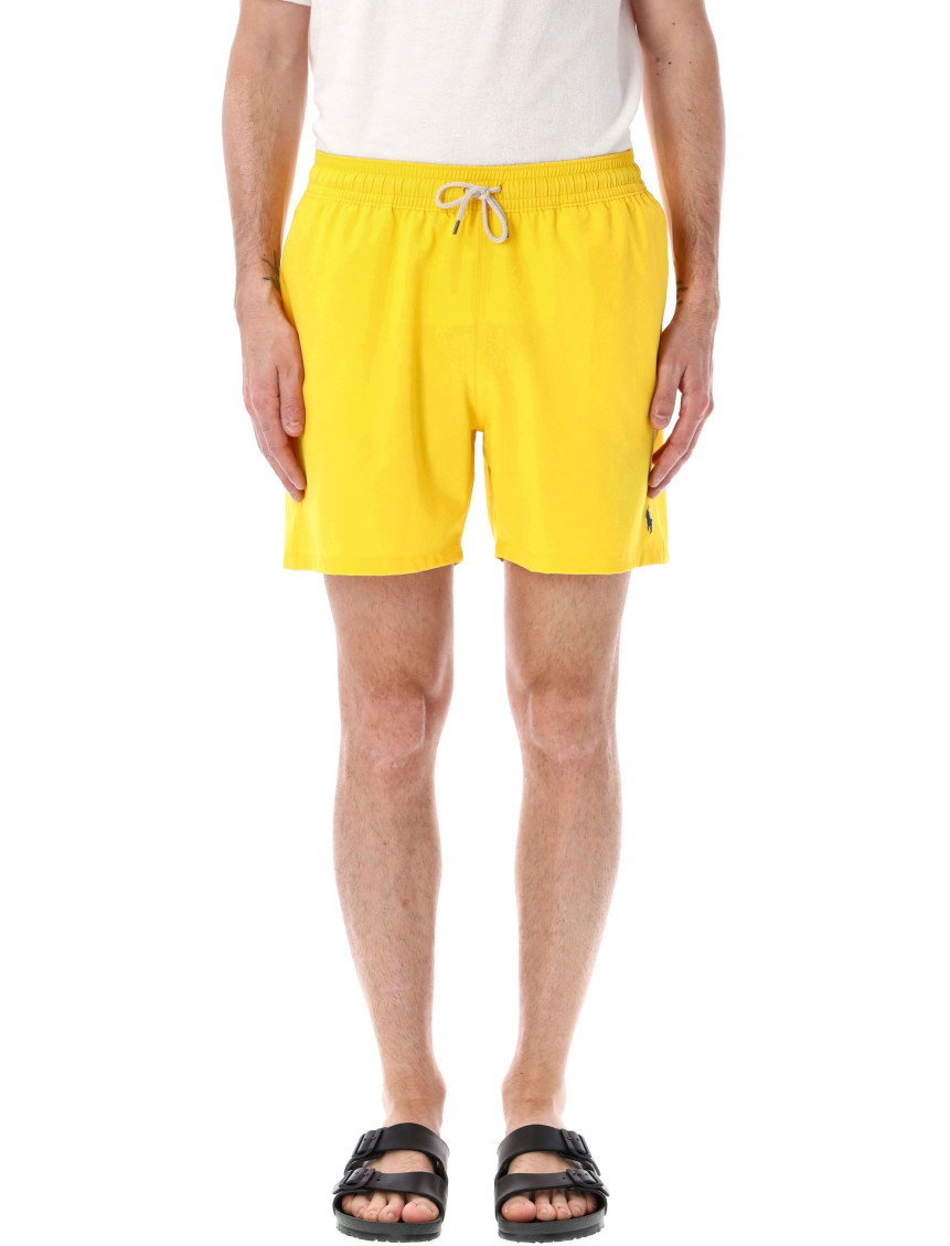 Yellow Polo Pony-embroidered Swim Shorts