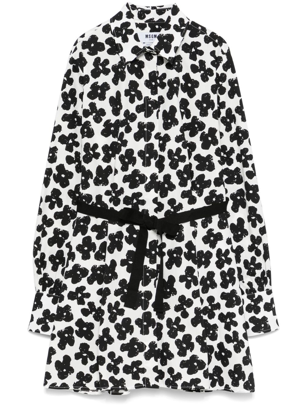 Floral-print mini dress - White