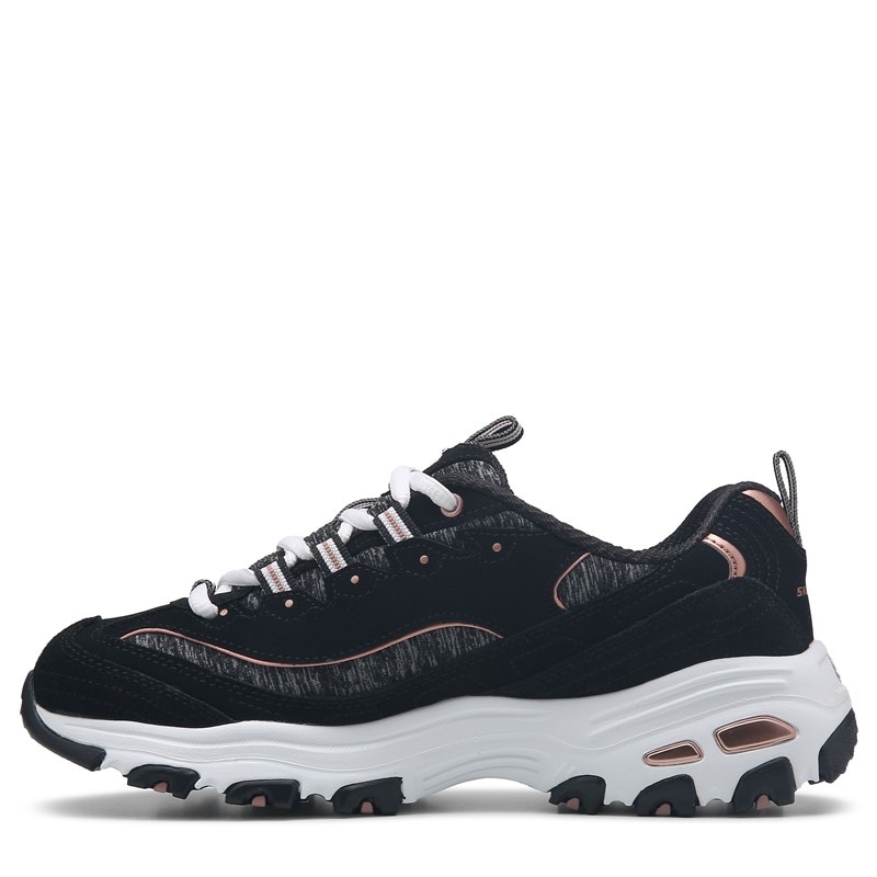 Women's D'lites Sneakers (Black/White/Rose Gold)