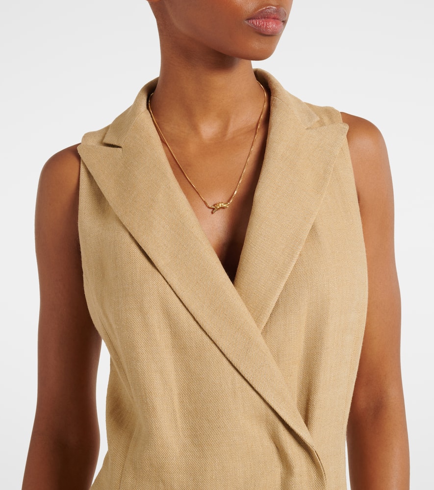 Silk and linen midi dress