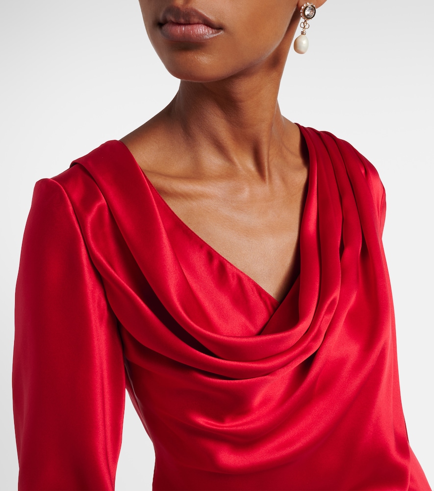 Draped silk satin top