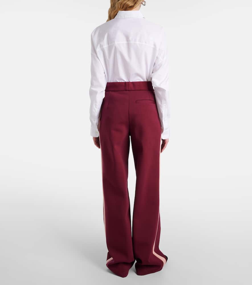 High-rise cotton-blend wide-leg pants