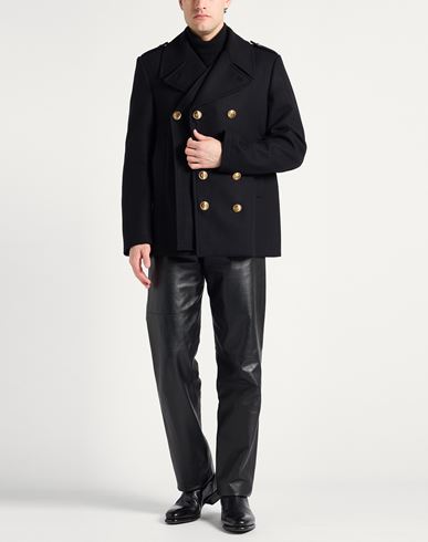 Man Coat Black Size 42 Virgin Wool, Polyamide