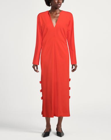 Meimeij Woman Midi dress Tomato red Size 8 Viscose, Polyamide, Elastane