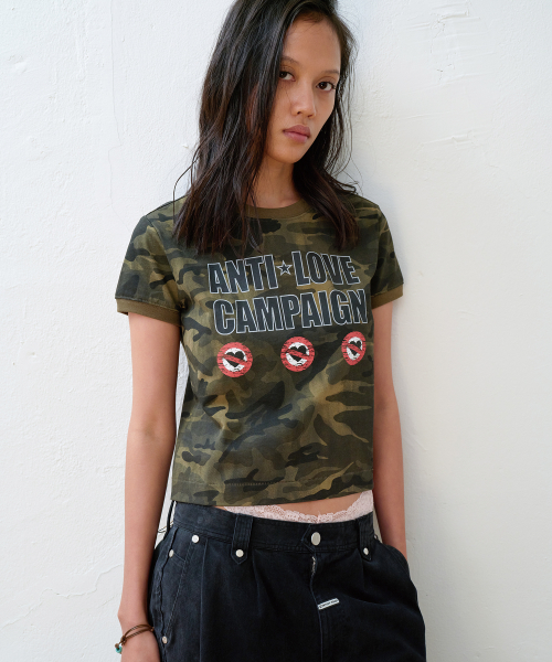 ANTI LOVE CAMO RINGER TEE KHAKI