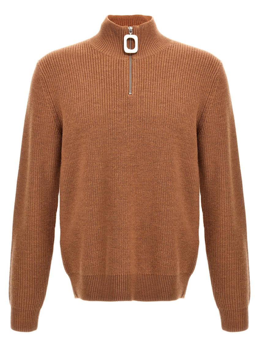 Puller half-zip ribbed jumper - Brown