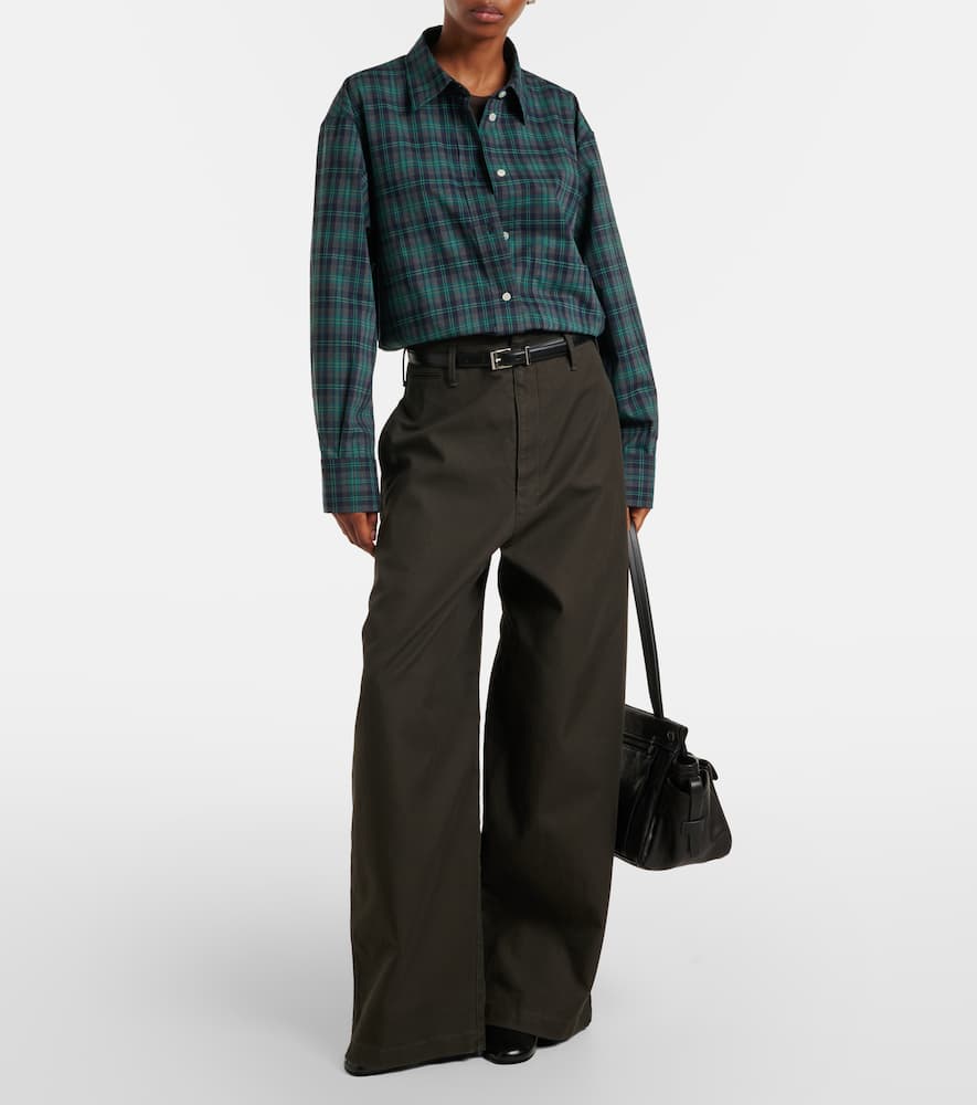 Róhe Checked oversized wool-blend shirt