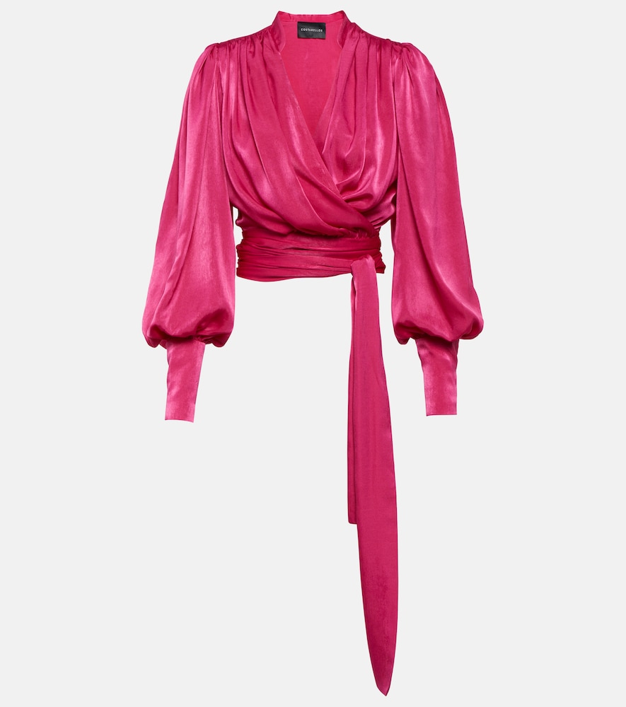 Mouglalis wrap satin blouse