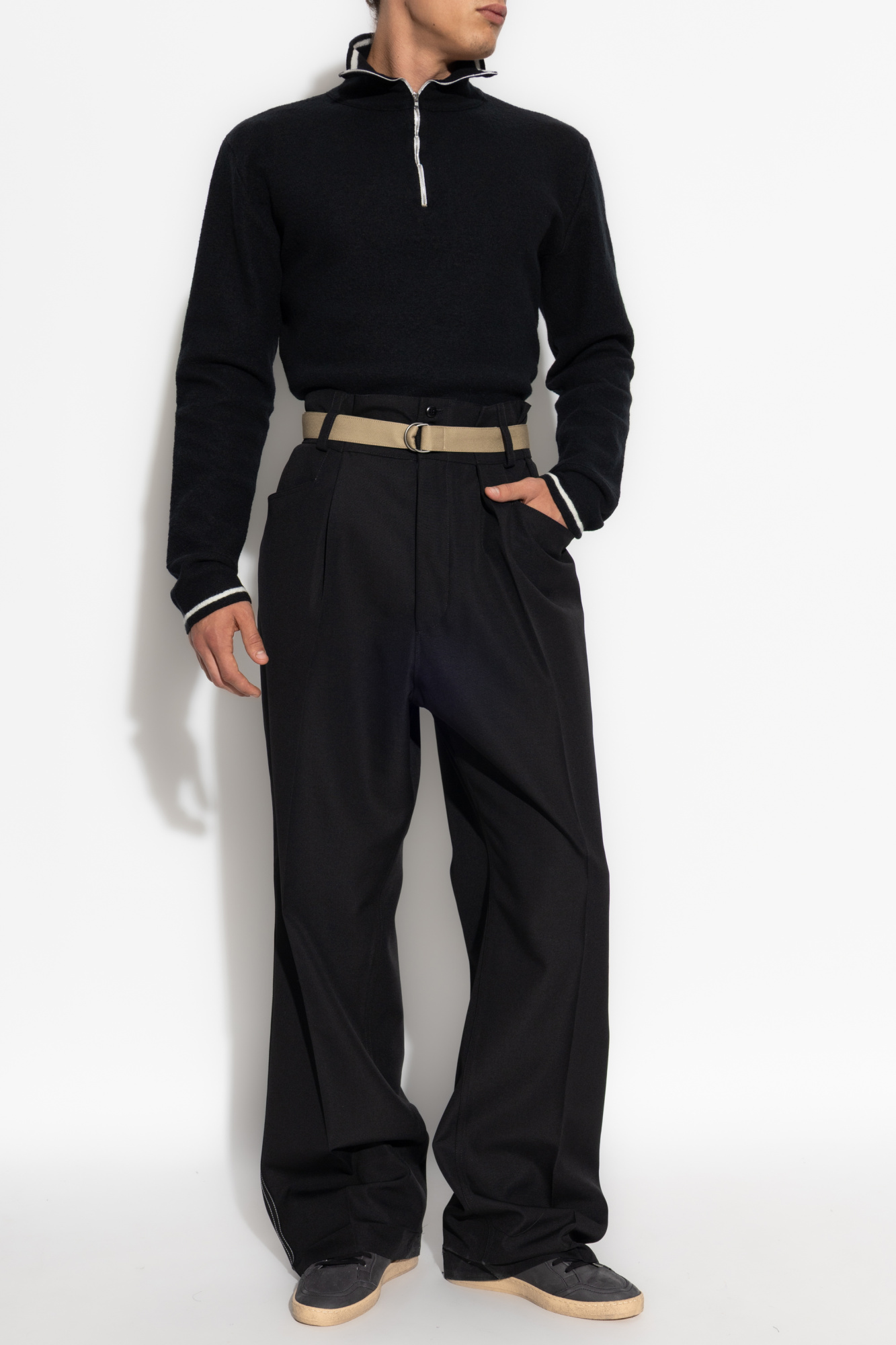 Zip-neck Sweater, Men's, Black