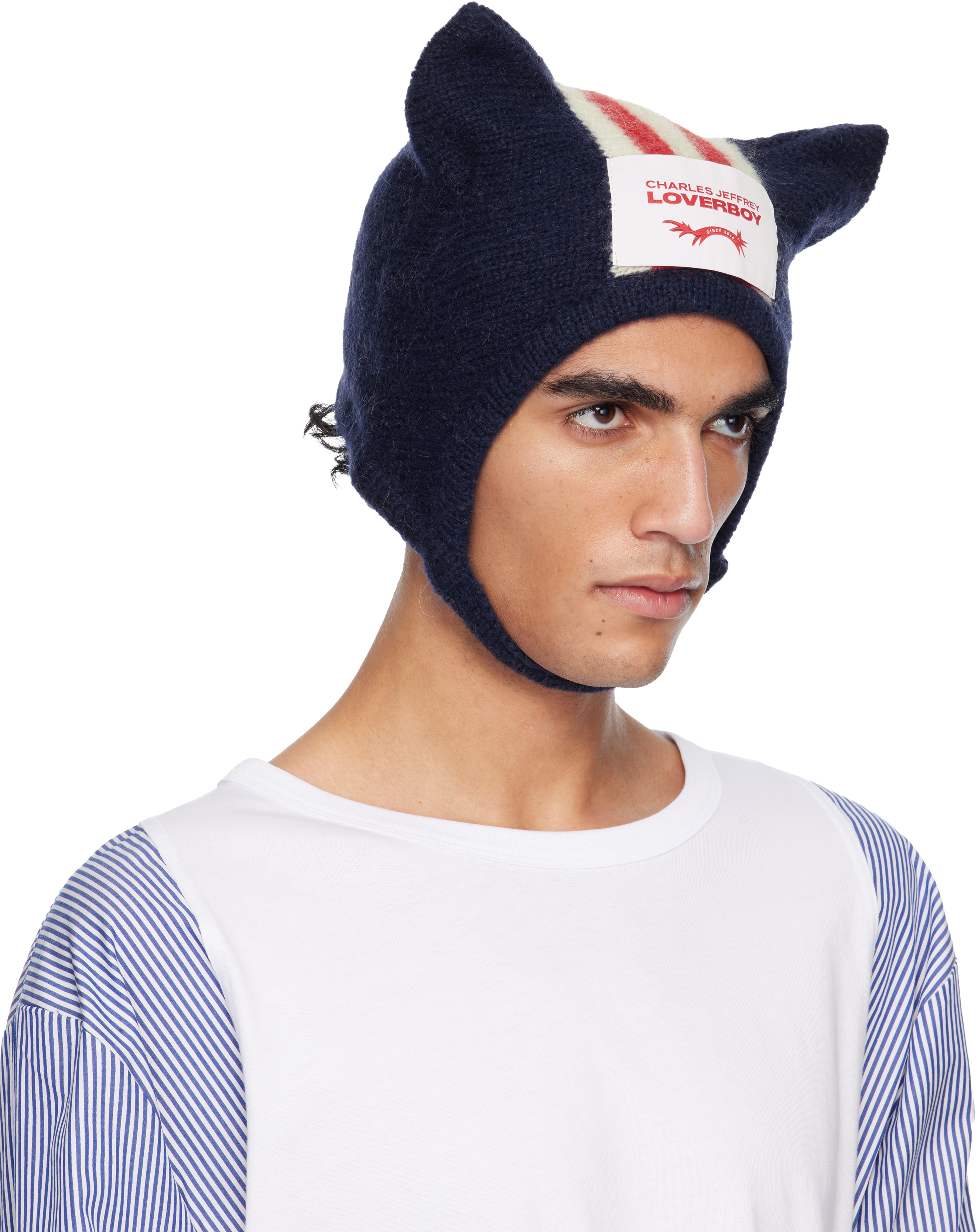 Navy Ears Bonnet Beanie