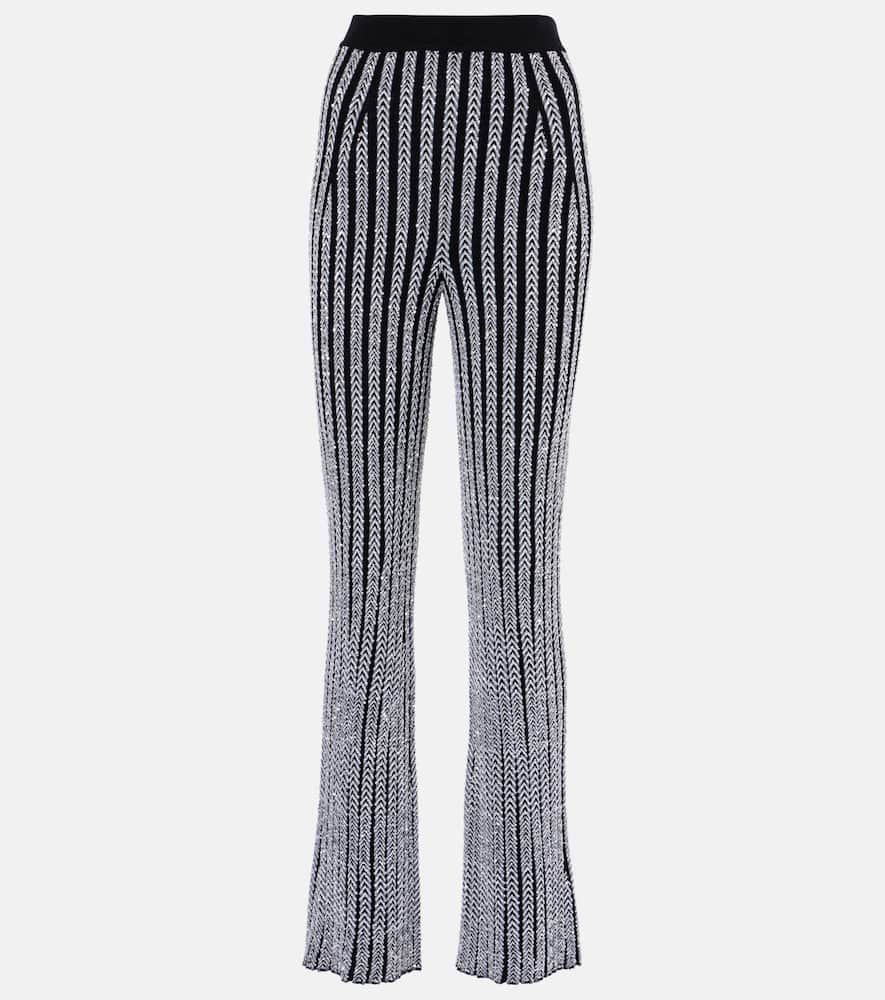 Chevron lamé flared pants