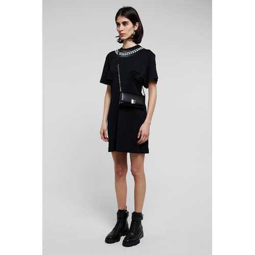 Chain-print T-shirt dress - Black