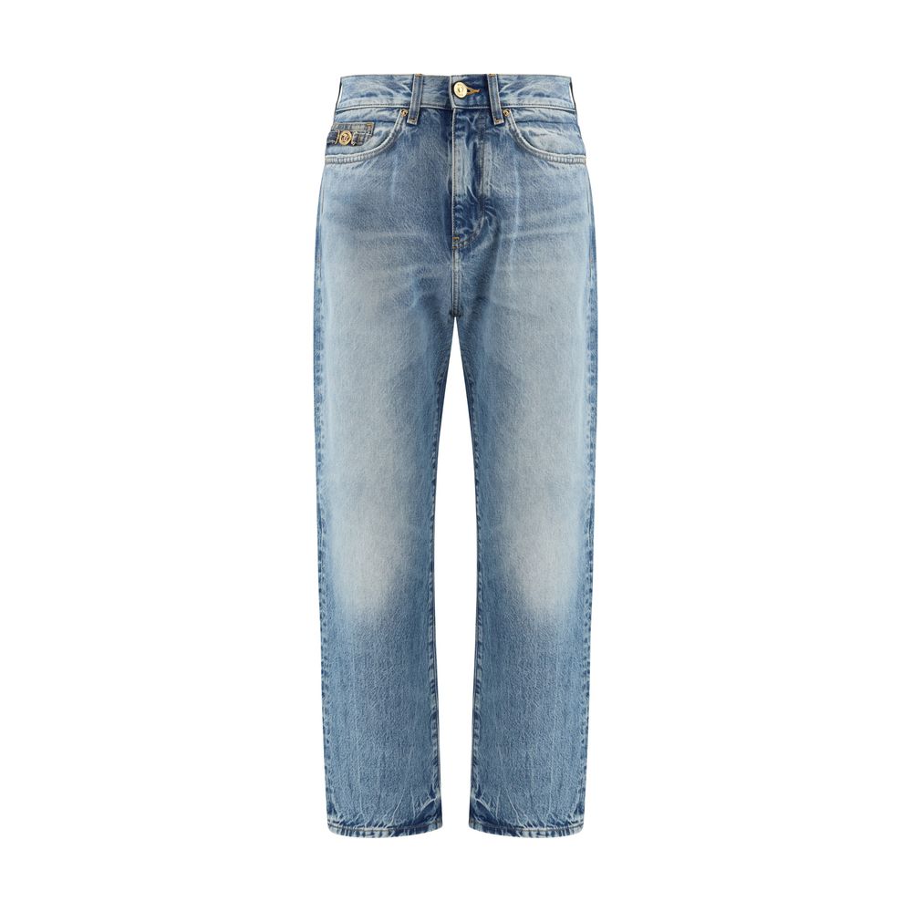 Distressed Light Stone-Wash Denim Jeans — Blue