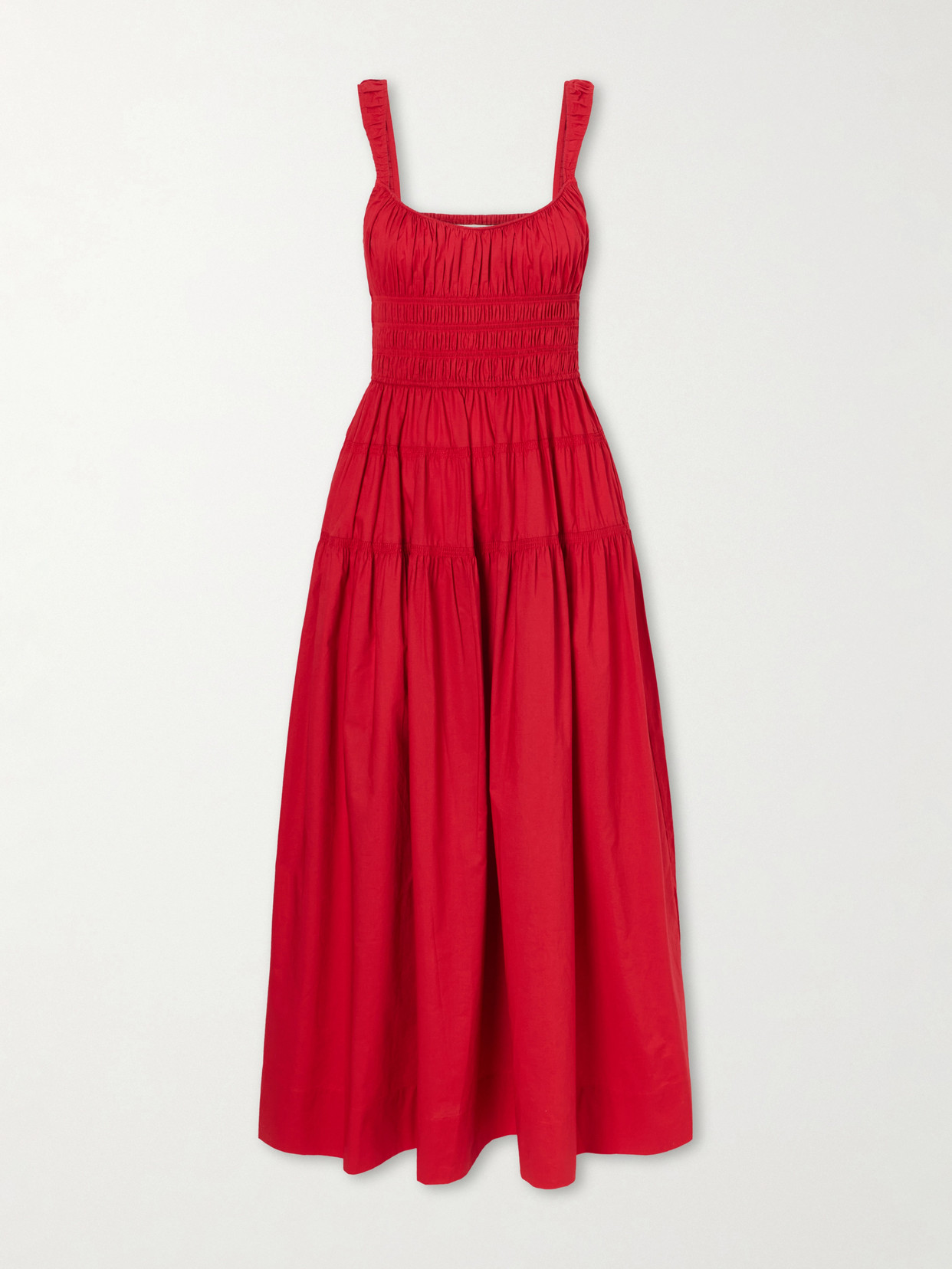 Clover Organic Cotton-poplin Midi Dress - Red