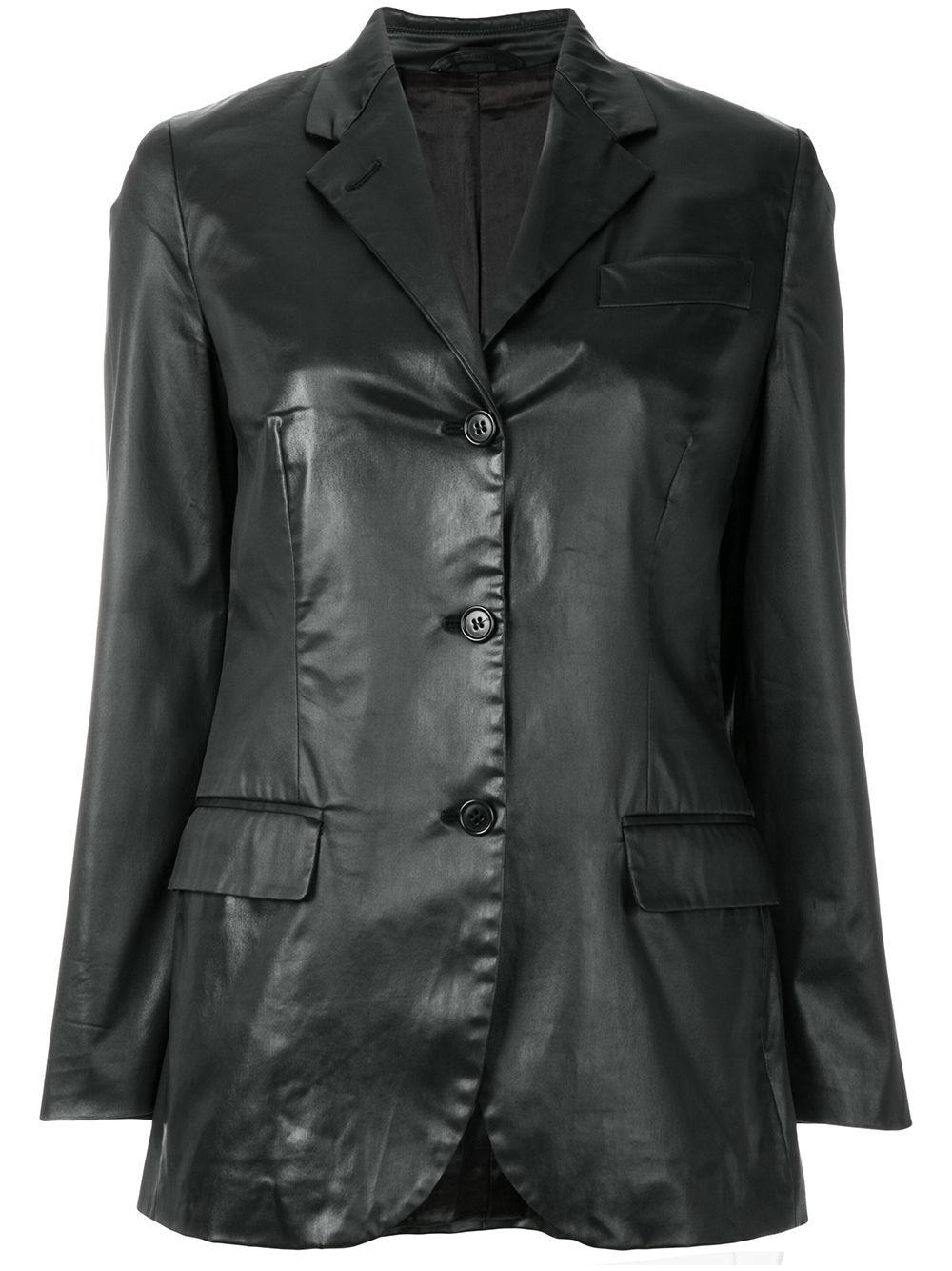 Notched lapel buttoned jacket - Black