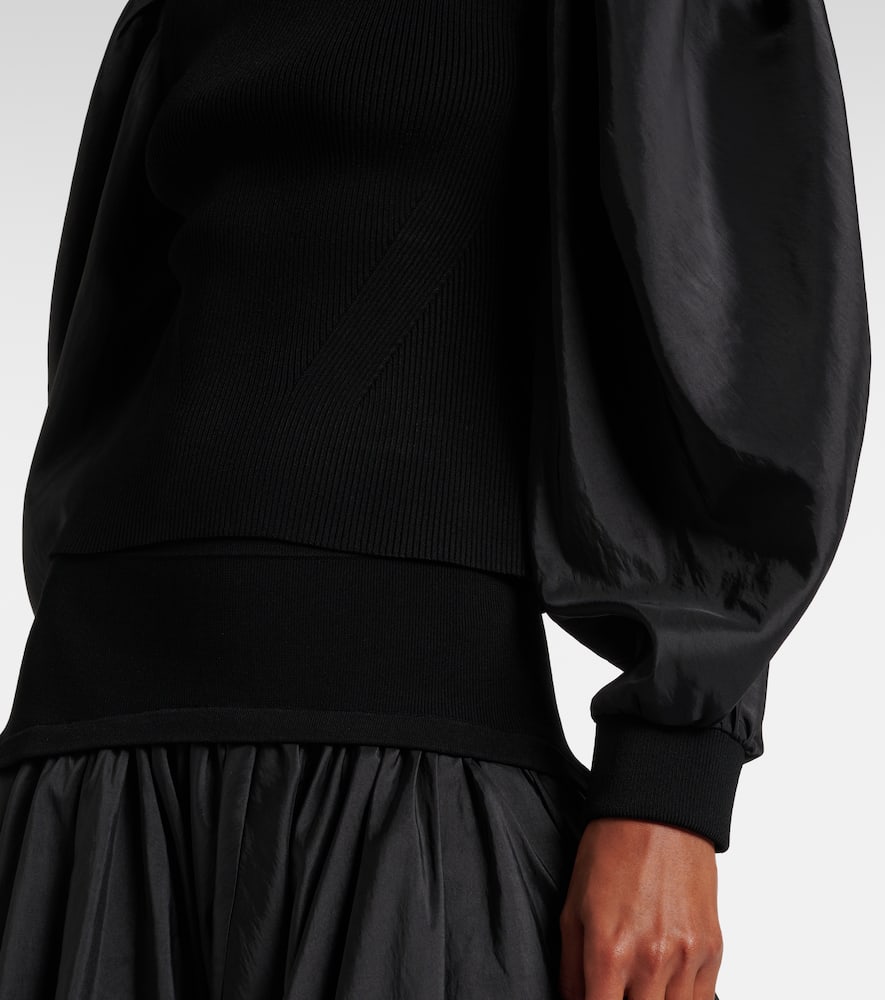 Jackie taffeta-trimmed knitted top