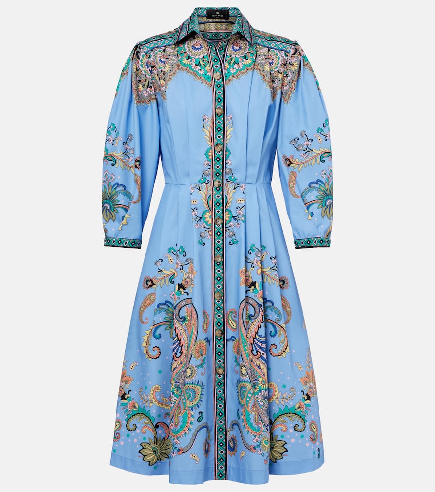 Printed cotton shirt dress