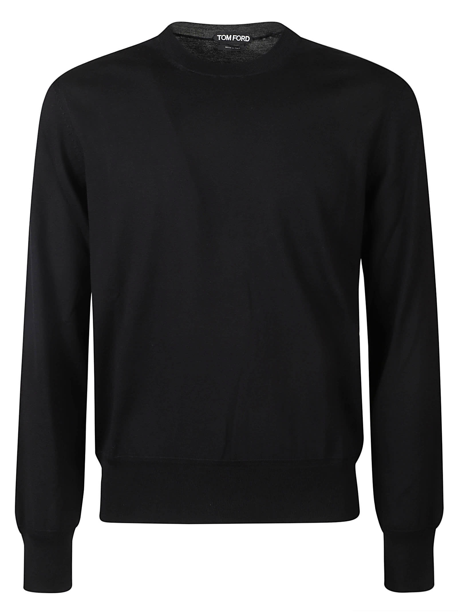 Crew-neck cotton jumper - Black