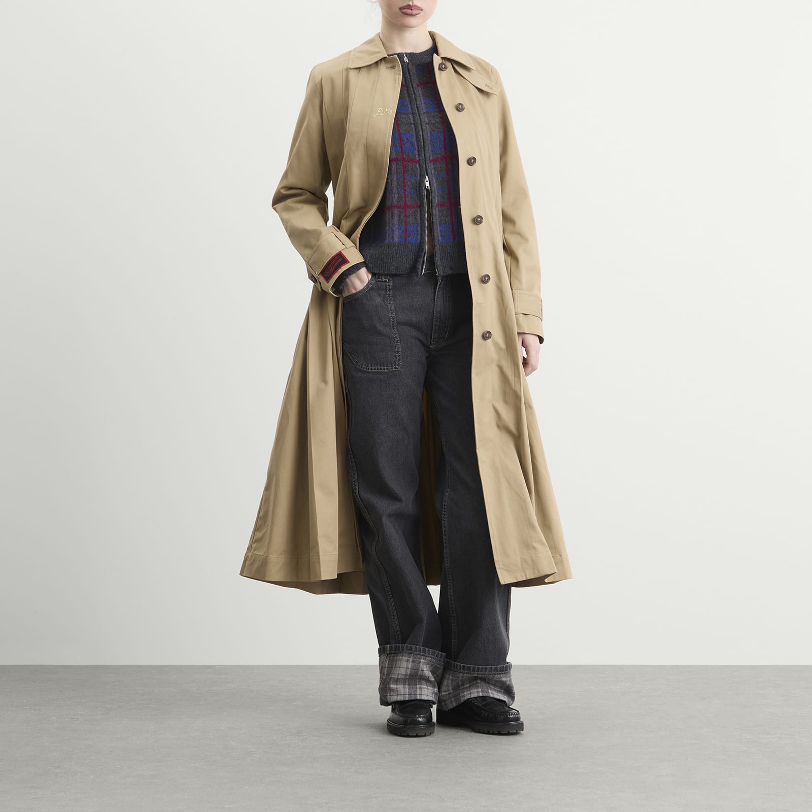 Women's Sofia Pleated Trench Coat in Stone