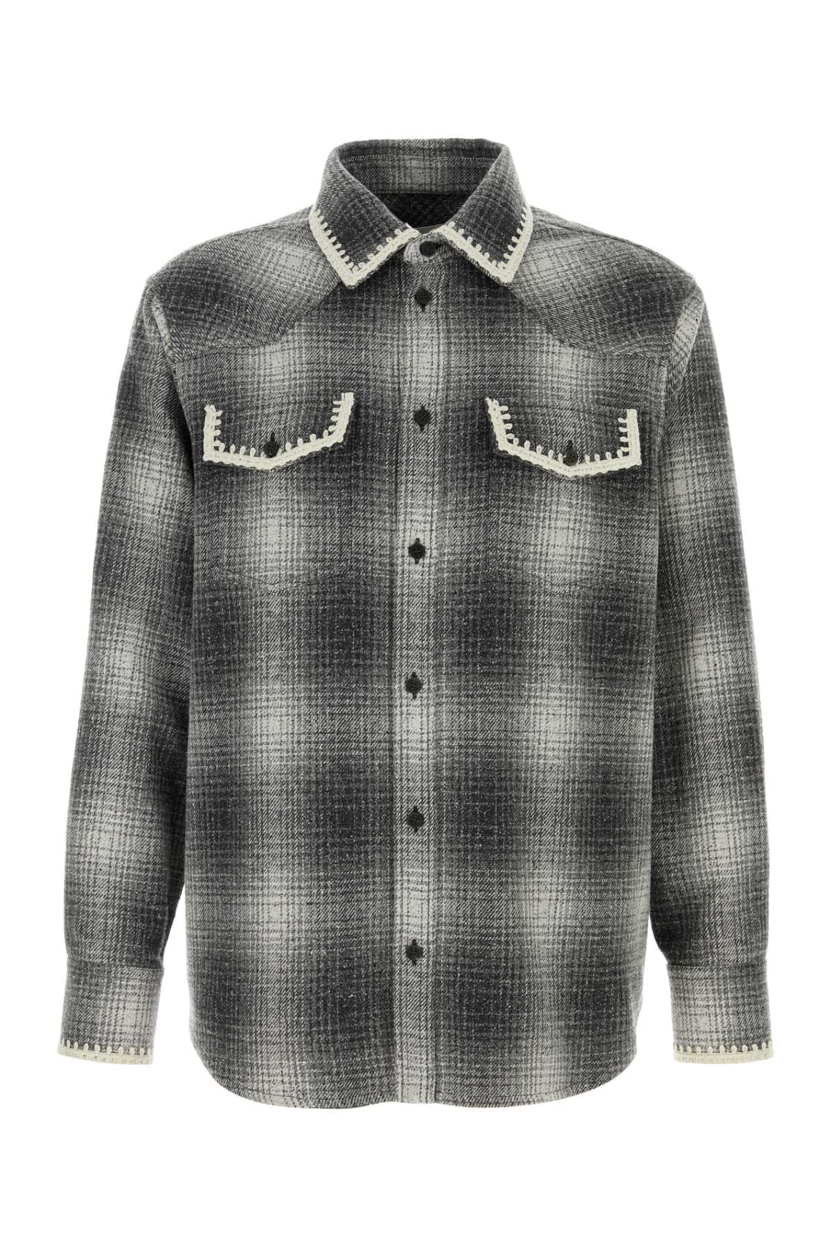 Journey M'S Over Shirt With Designed Yokes Patch Pockets Check Blend Wool Shirts Multicolor