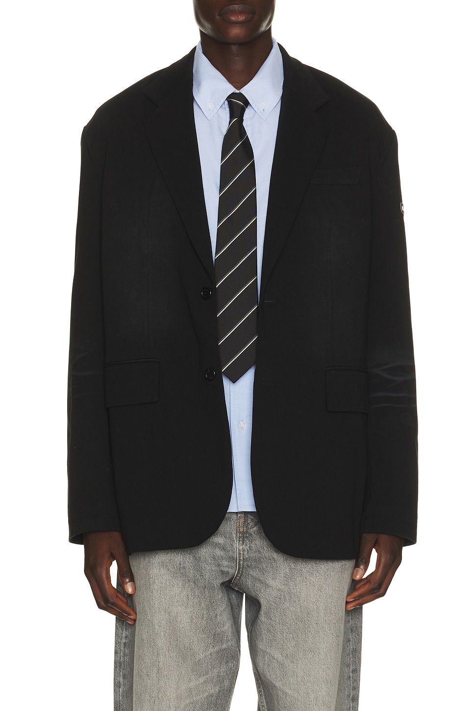 WE11DONE Washed Jersey Blazer in Black - Black. L also in S, M, XL/1X