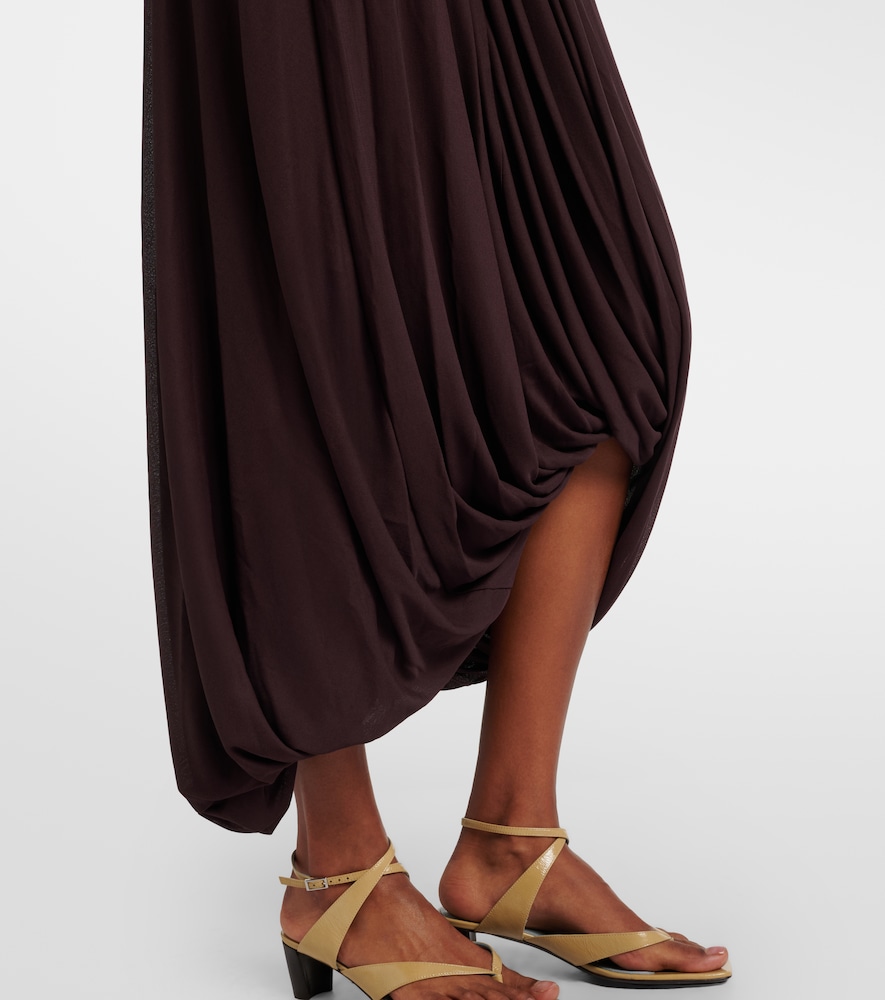 Gabri draped one-shoulder jersey midi dress