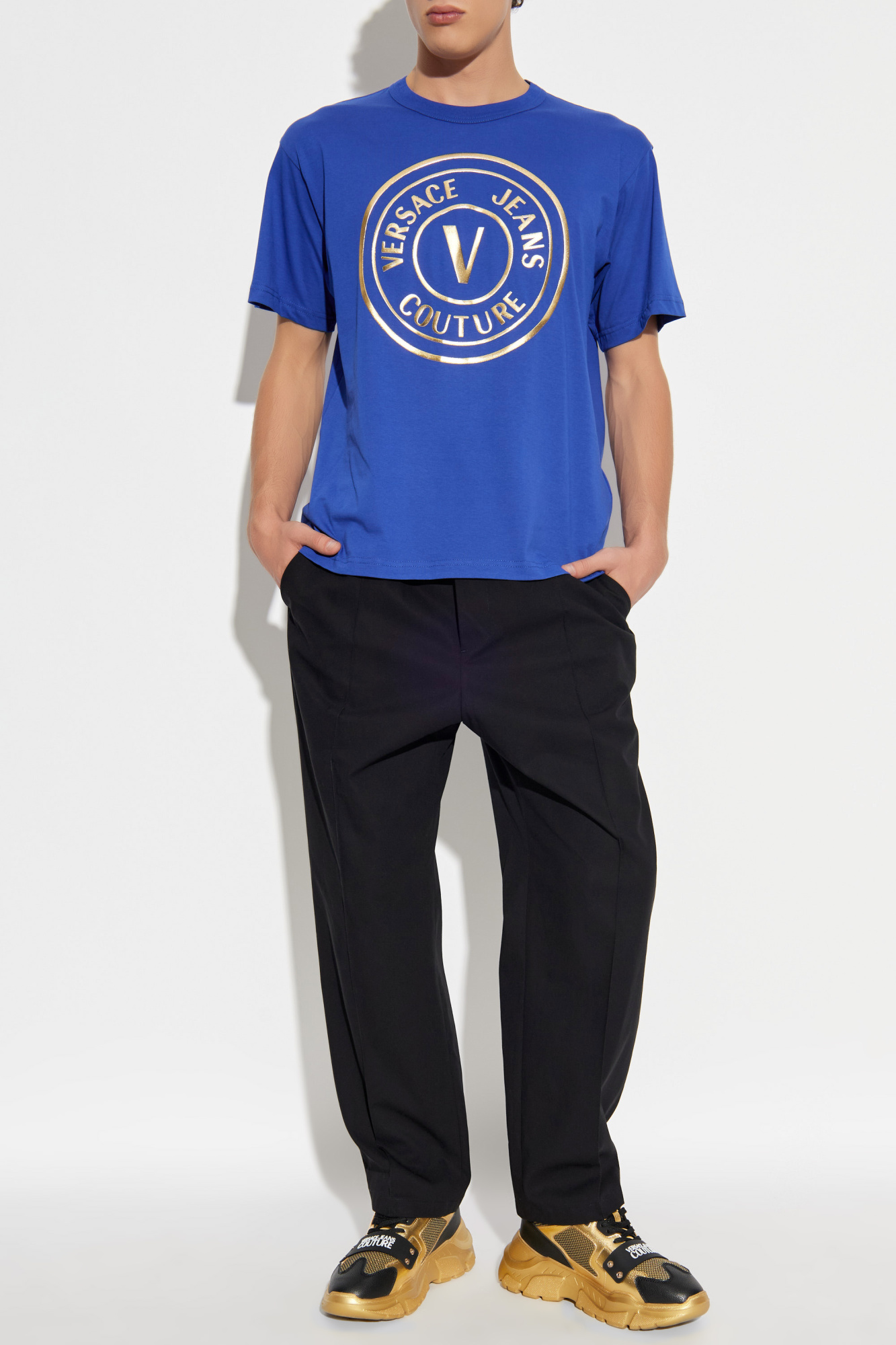 T-shirt With Printed Logo, Men's, Blue