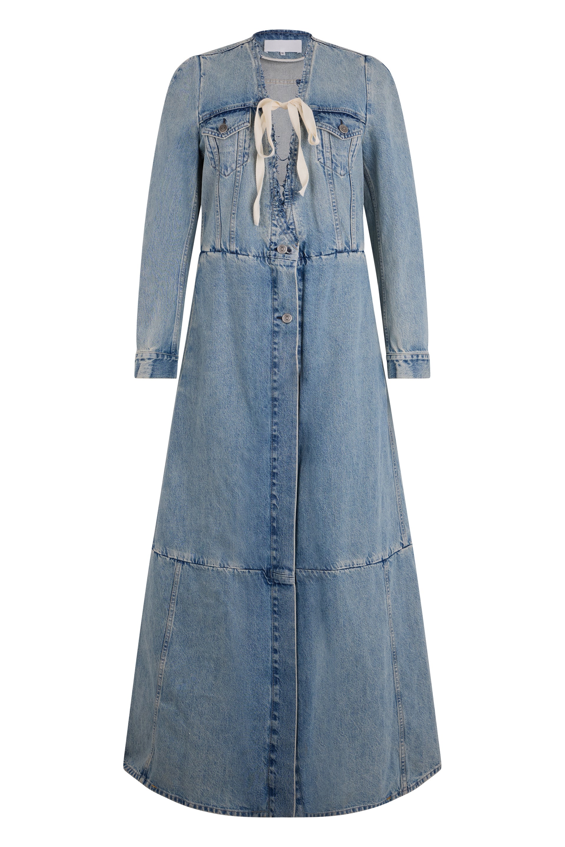 Long Denim Patchwork Coat Jacket for Women