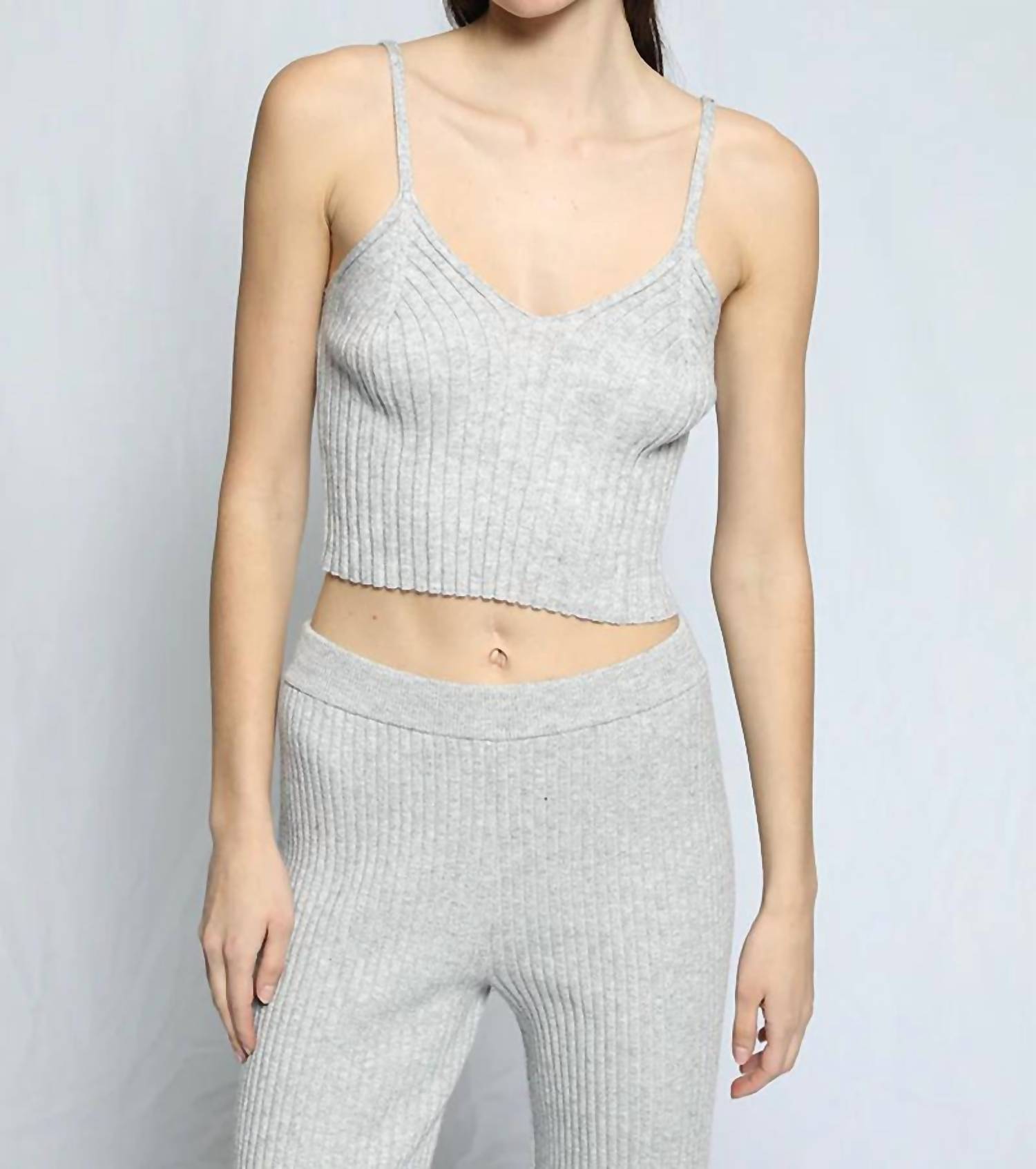 Blended Knit Corset Tank In Wolf