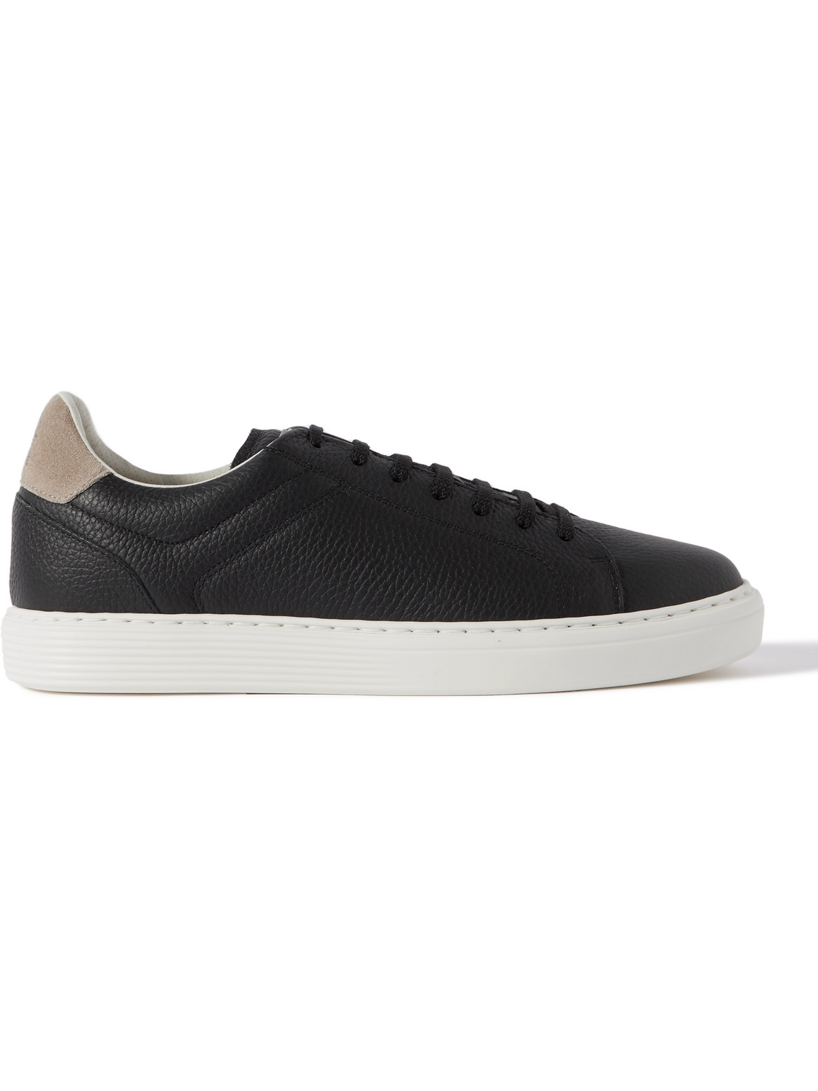 Suede-Trimmed Full-Grain Leather Sneakers