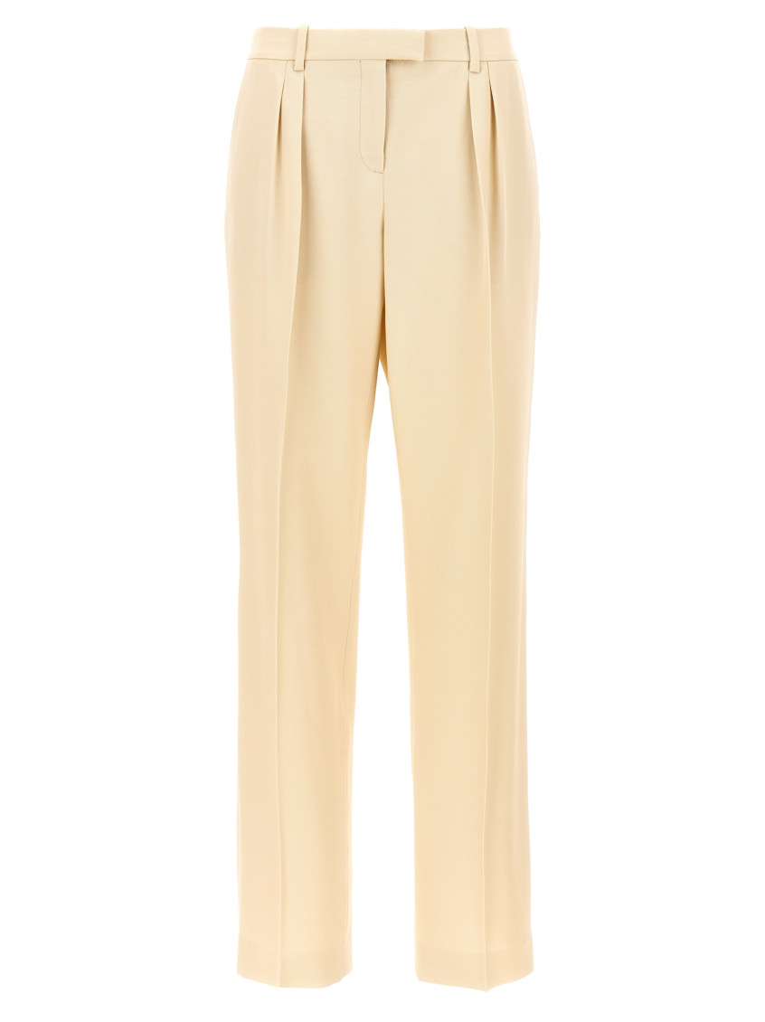 -With Front Pleats Pantaloni Beige-Donna