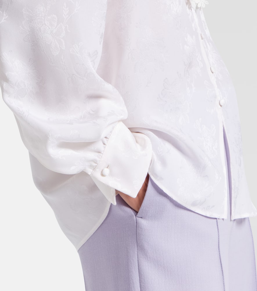 Chloé Lace-trimmed floral jacquard silk blouse